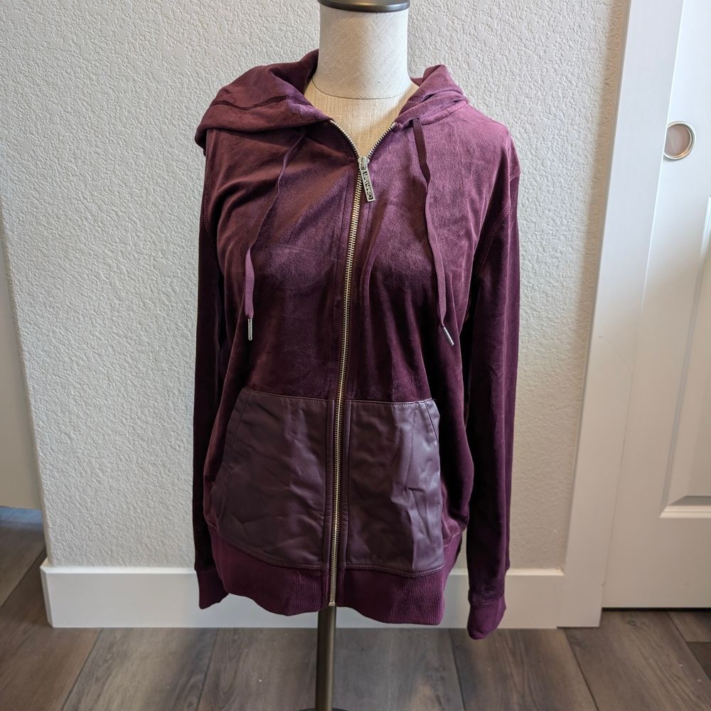 Brand New Size M Calvin Klein Women's Deep Purple Hoodie Front Zip Up Jacket